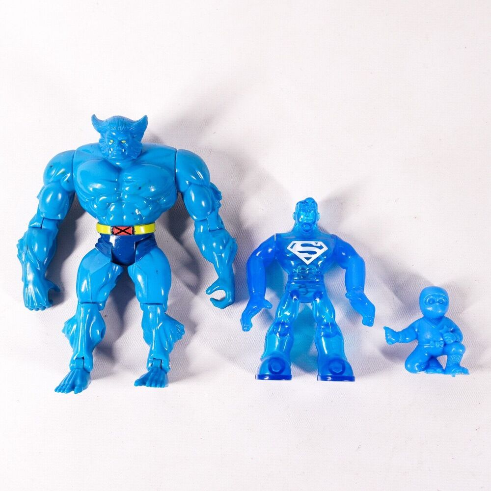 2-5" Wolverine Superman Ninja Toons Random Mixed Action Figure Toy Lot x3 Blue